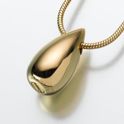 14K gold slide teardrop cremation pendant necklace